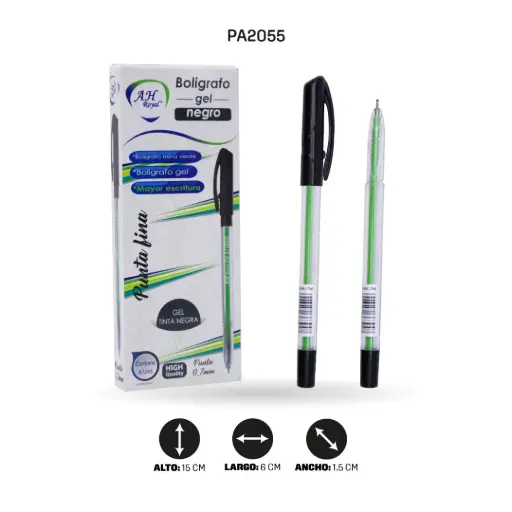 [PA2055] BOLIGRAFO AH ROYAL 0.7 MM LINEA GEL REDONDO NEGRO X6UND [GEL70631-2055]
