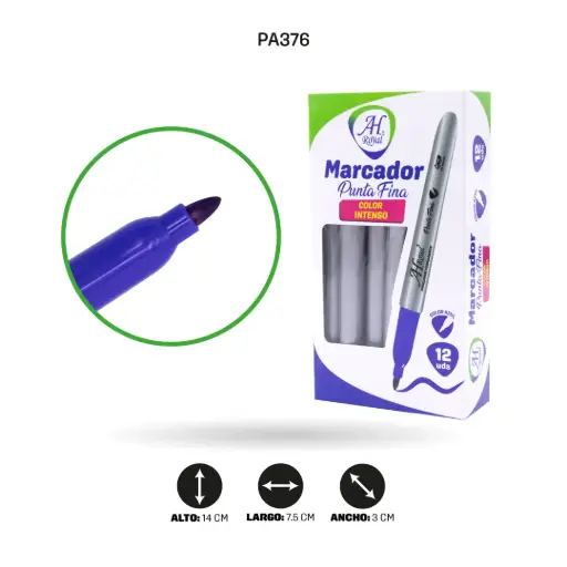[PA376] MARCADOR PUNTA FINA AH ROYAL AZUL X 12UND [PAC90017-376]
