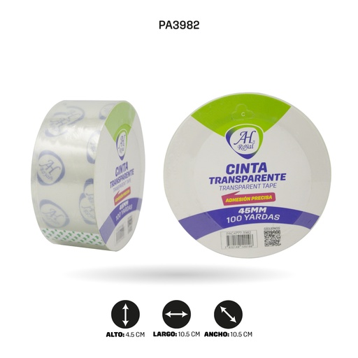 [PA3982] CINTA AH ROYAL TRANSPARENTE  45 mm x 45 mic x 100 yd [PAC90047-PAC3672]
