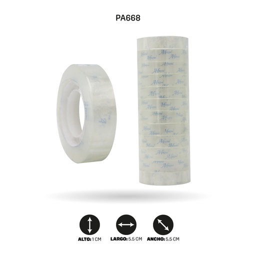 [PA668] CINTA AH ROYAL TRANSPARENTE ESCOLAR 12 mm x 30 yd  (SET X 12 UND) [PAC2761-668-PAC4770-1373]