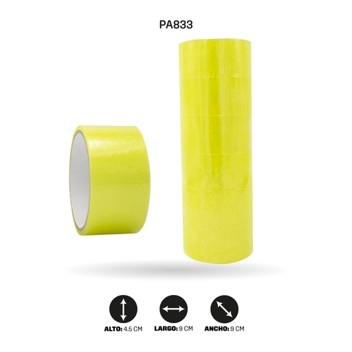 [PA833] CINTA ANCHA TRANSPARENTE AMARILLA 45 mm x 38 mic x 18 mts [PAC4771]
