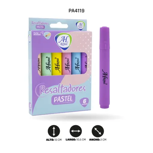 [PA4119] RESALTADOR AHROYAL PASTEL X 6 UNDS [PAC3578]