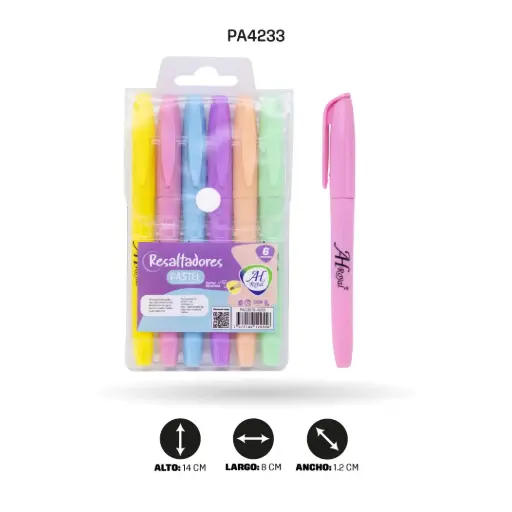 [PA4233] RESALTADOR AHROYAL PASTEL SET X 6 UNDS (PAC3579) [PAC3579]