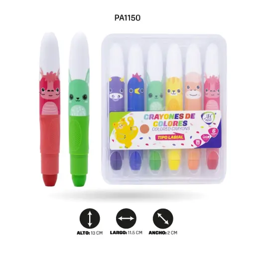[PA1150] CRAYON JUMBO AH ROYAL TIPO LABIAL X6 LAVABLE CAJA PLASTICA [PAC4059]