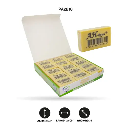 [PA2216] BORRADOR AH ROYAL MIGA DE PAN PVC AMARILLO MEDIANO X30 [PAC3197-2216-PAC3197]