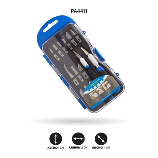 [PA4411] JUEGO BISTURI PUNTA LANZA 17PCS FINO [PAC3313-4411]