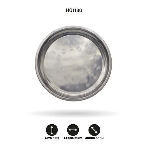 [HO1130] BANDEJA EN ACERO REDONDA 30CM [PAC5319]