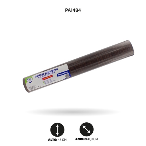 [PA1484] PAPEL CONTAC AHROYAL MADERA OSCURA DE 20 mts x 45 cms [PAC3710-1484]