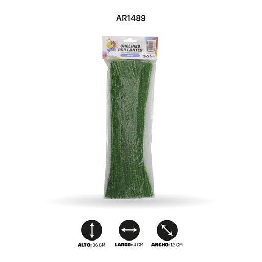 [AR1489] CHELINES BRILLANTES VERDE BOLSA X 100 UND [PAC4312]