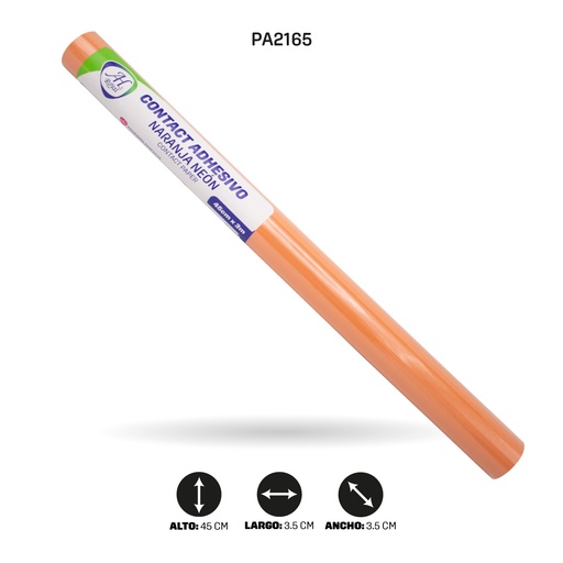 [PA2165] PAPEL CONTAC AH ROYAL NARANJA NEÓN 2005 DE 3 mts x 45 cms [PAC5436]