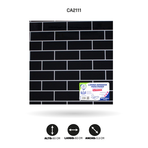 [CA2111] LAMINA ADHESIVA PARA PARED LADRILLO NEGRO X10 UND 60CM FC7002 [PAC5466]
