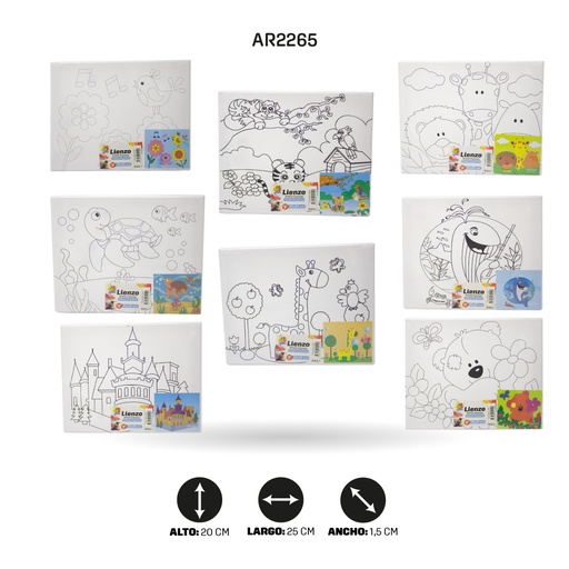 [AR2265] LIENZO ESTAMPADO 20x25CM 8 MOTIVOS [PAC4828-2265]