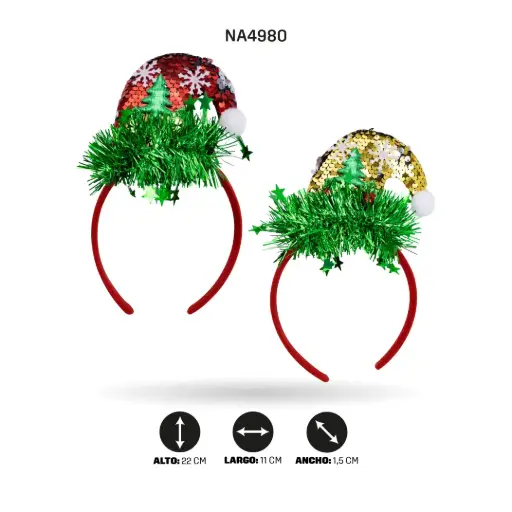 [NA4980] DIADEMA DE NAVIDAD CON CAMPANA -4 BOX/12 [PAC4943]