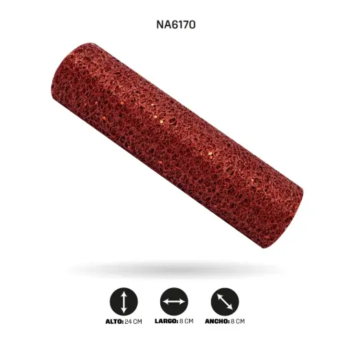 [NA6170] MALLA 24cm x 5y ROJO METÁLICO [PAC5103]