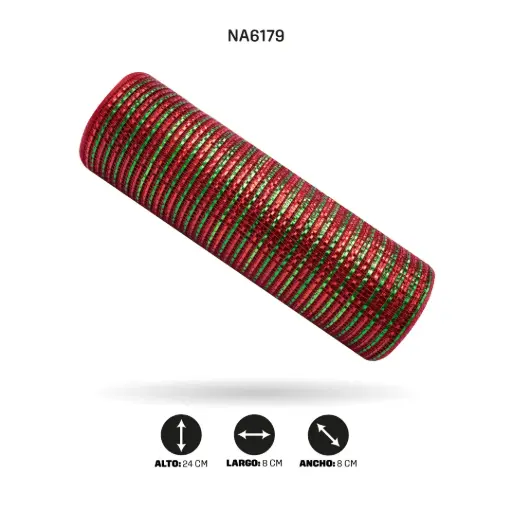 [NA6179] MALLA ESPEJO 24cm x 7m ROJO + VERDE [PAC5129]