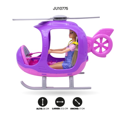 [JU10775] HELICÓPTERO VIOLETA CON MUÑECA [WG200]