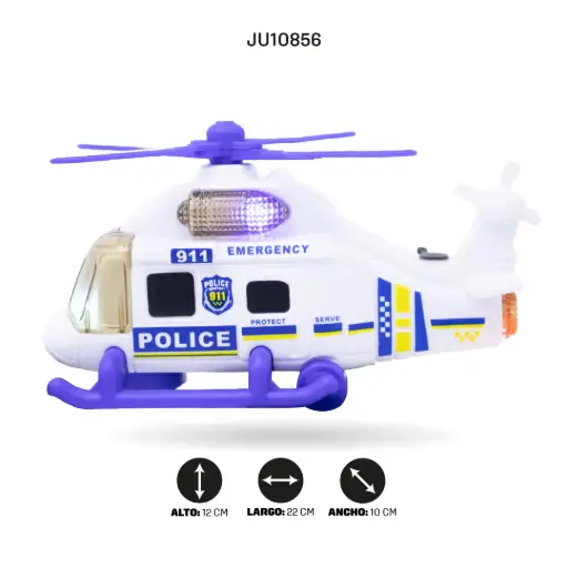[JU10856] HELICÓPTERO ELÉCTRICO UNIVERSAL CON MÚSICA Y LUZ EN SPRAY (POLICÍA) [8842]