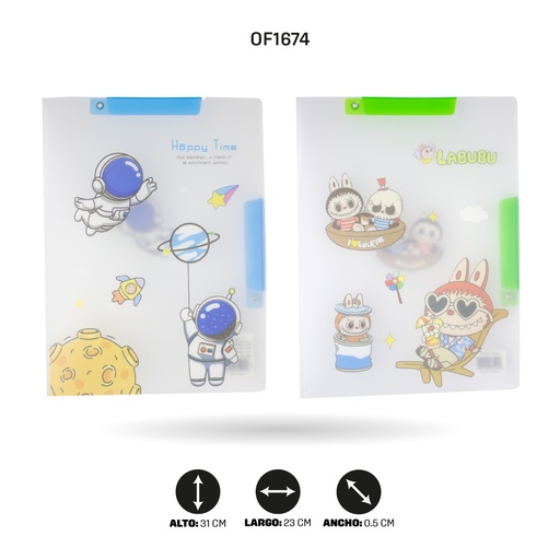 [OF1674] CARPETA A3 5515/5511 BOBLE GANCHO ABATIBLE ESTAMPADA 2 MOTIVOS [PAC4530]