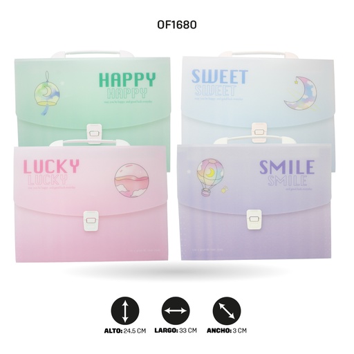 [OF1680] ARCHIVADOR 13 BOLSILLOS ESTAMPADO 4 MOTIVOS 1608A4/1610A4/1603A4 [PAC4534]