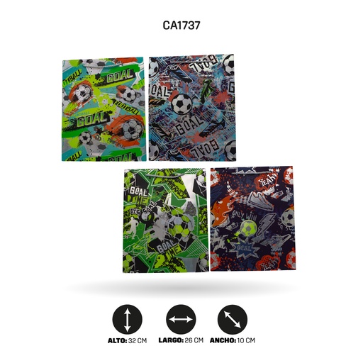 [CA1737] BOLSA REGALO 3D FUTBOL DISPLAY X12 UND 4 MOTIVOS YM-1908-M FUTBOL26x32x10cm 210grs [PAC5150]