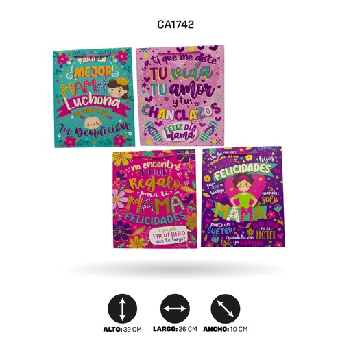 [CA1742] BOLSA REGALO 3D DIA MADRE DISPLAY X12 UND 26x32x10cm 210 grsYM-1903-M [PAC5155]