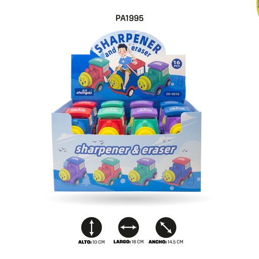 [PA1995] SACAPUNTA TREN CON BORRADOR X 16 ZD-0010 [PAC5468]